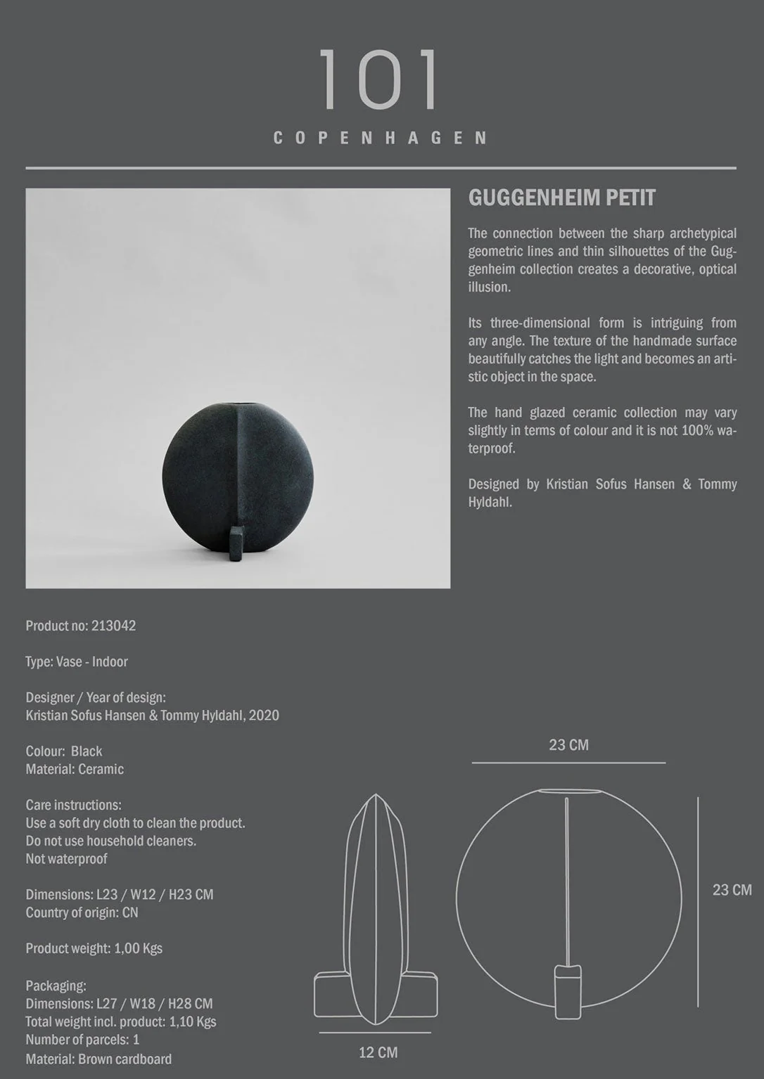 Guggenheim Vase Petit Black - Image 7