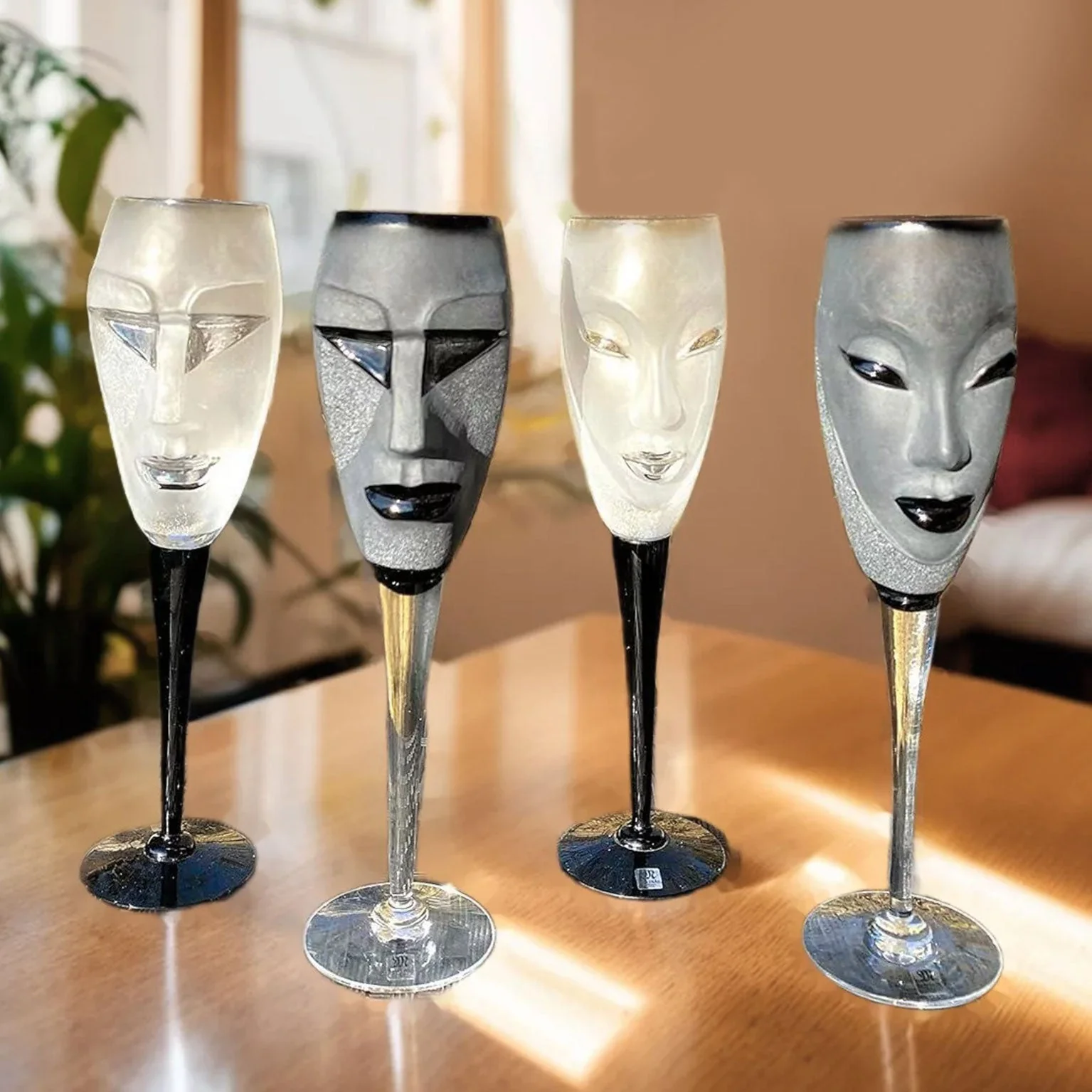 Maleras Crystal Champagne Glass Kubik Black MASQ Tableware - Image 5