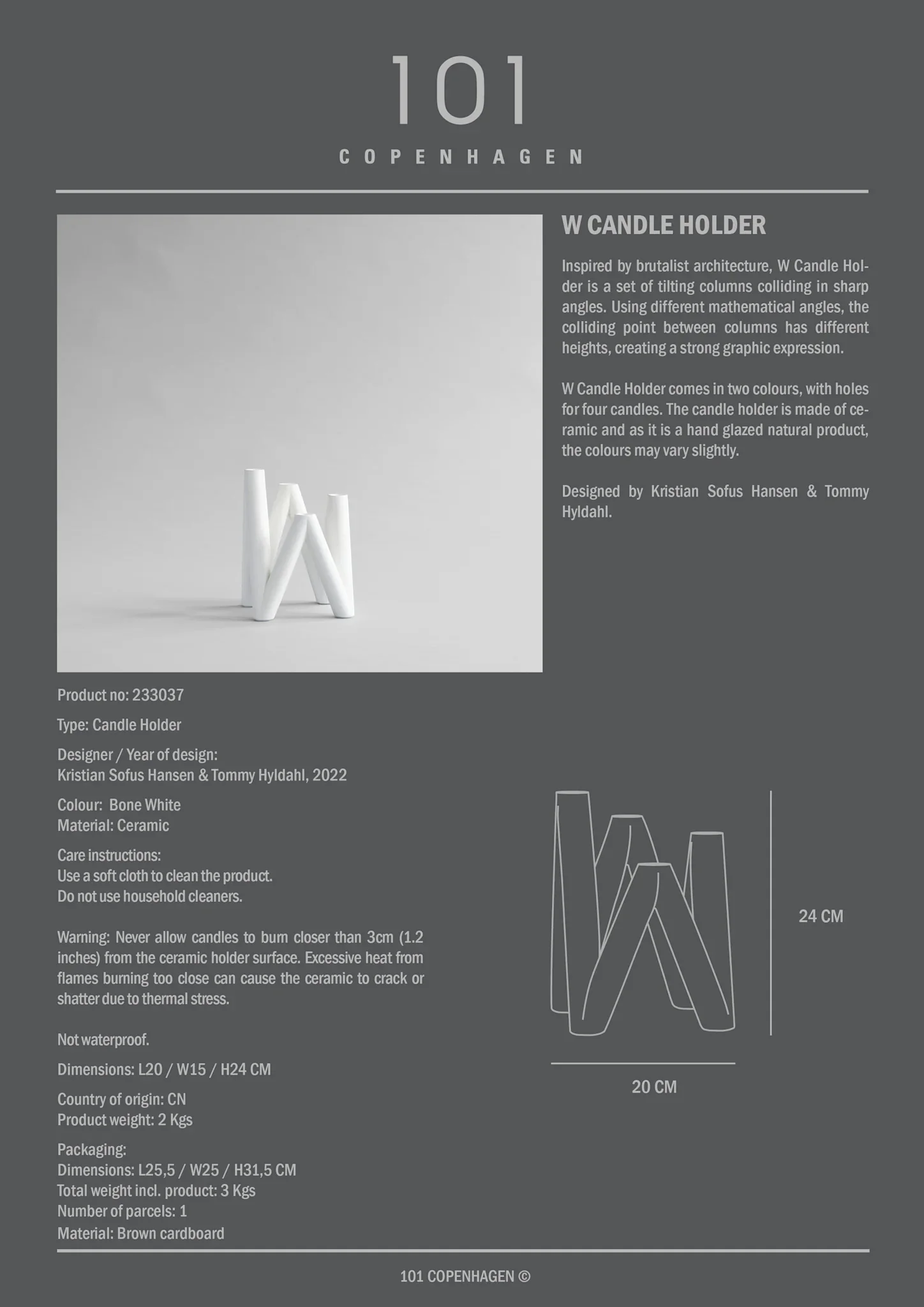 W Candle Holder Bone White - Image 6